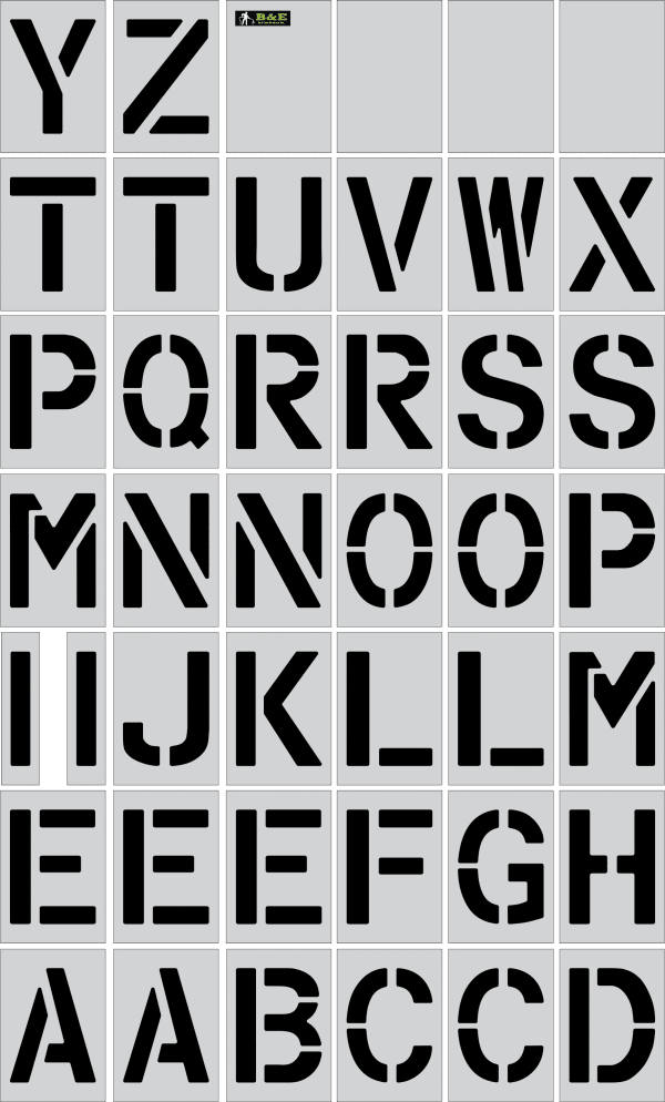 36" x 9" Alphabet Kit Parking Lot Pavement Marking Stencil