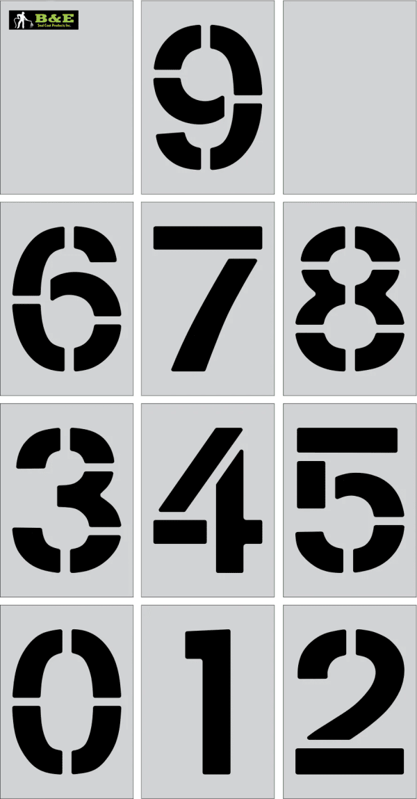 36" X 9" Number Kit Parking Lot Pavement Marking Stencil - Image 2