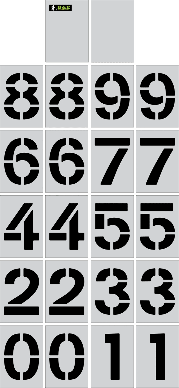 36" X 9" Number Kit Parking Lot Pavement Marking Stencil