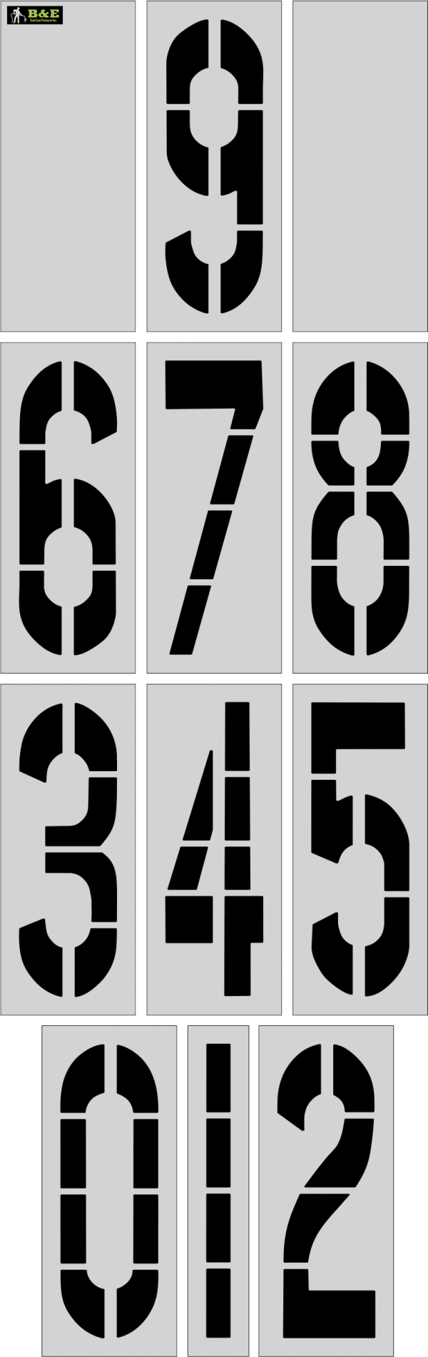 36" x 16" Number Kit Parking Lot Pavement Marking Stencil