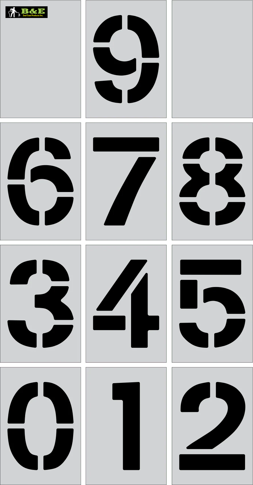 8" Number Kit Parking Lot Pavement Marking Stencils
