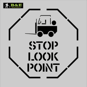 STOP LOOK POINT with Forklift Symbol Stencil/Warehouse/Industrial/Safety/OSHA Stencil